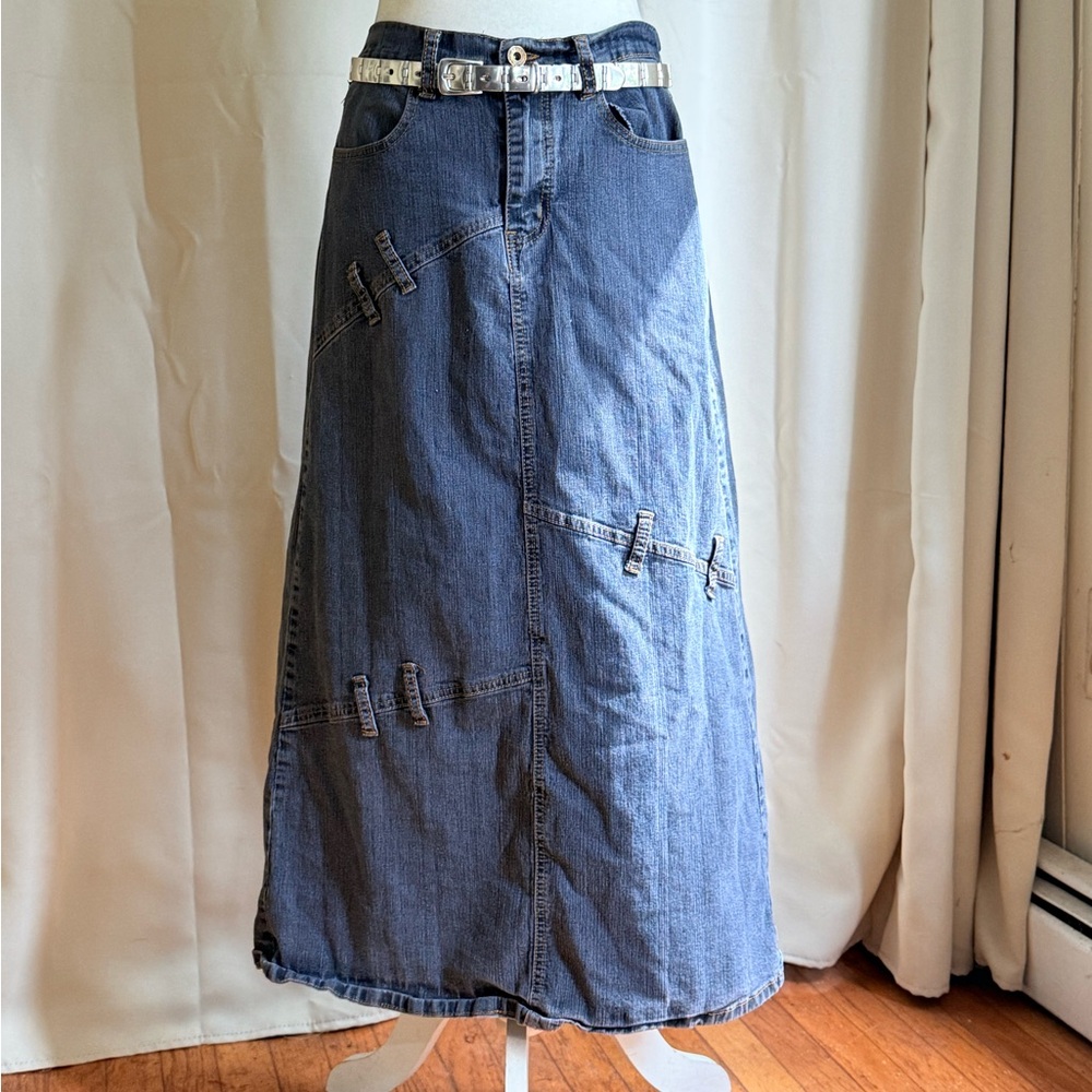 Y2k Be Girl Denim Maxi Skirt